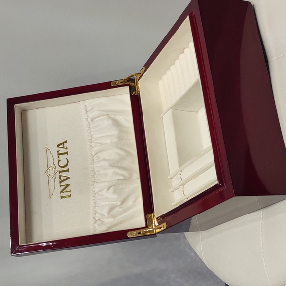 Invicta Watch Elite Wood Valet Jewelry Hinge Storage Box Unisex vintage Rare - Picture 3 of 17